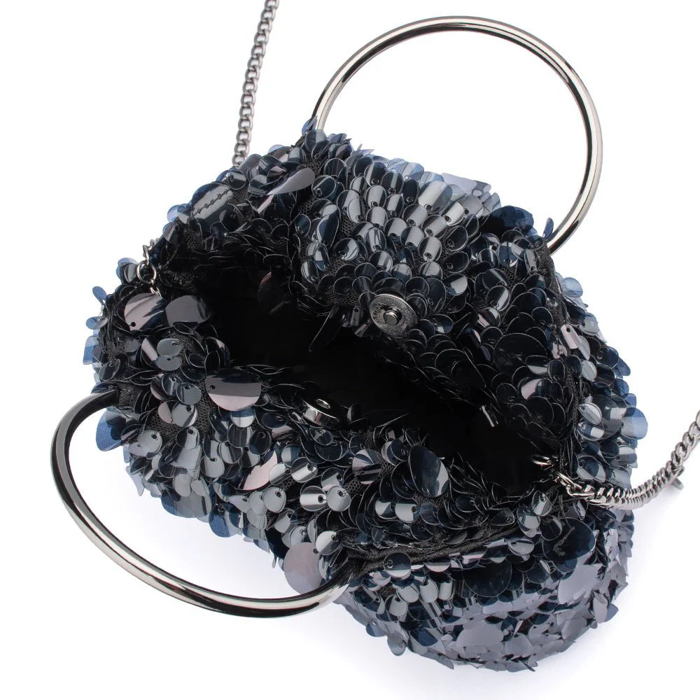 Olga Berg VERA Sequin Top Handle - Black