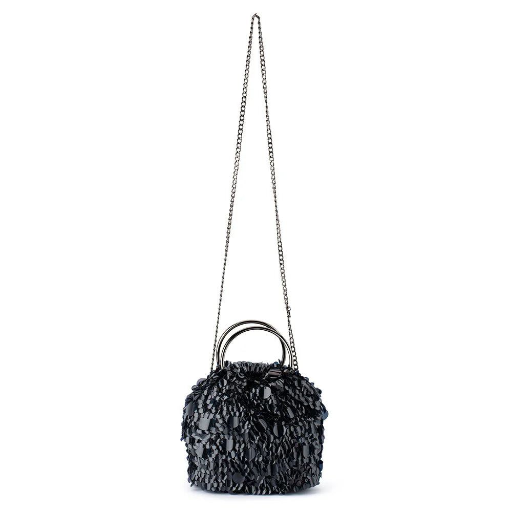 Olga Berg VERA Sequin Top Handle - Black