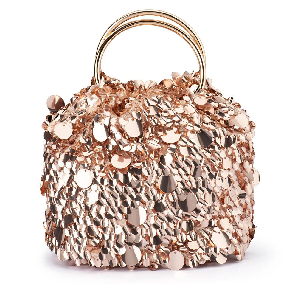 Olga Berg VERA Sequin Top Handle - Blush