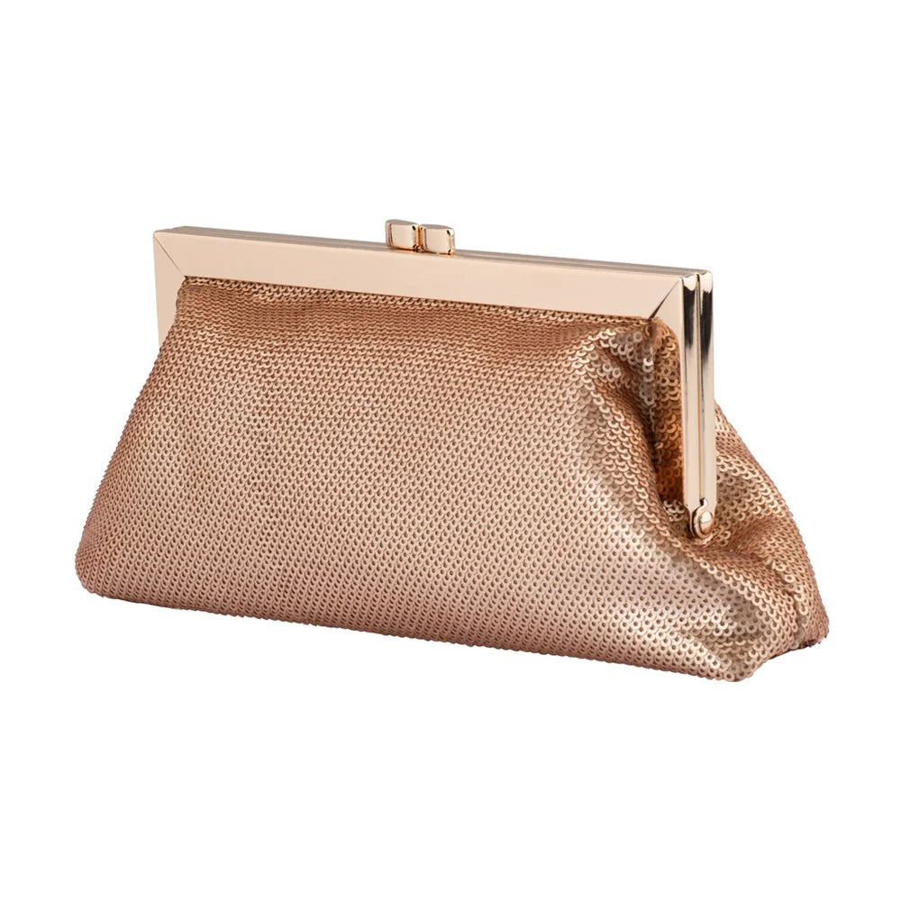 Olga Berg Zephyr Sequin Clutch - Blush
