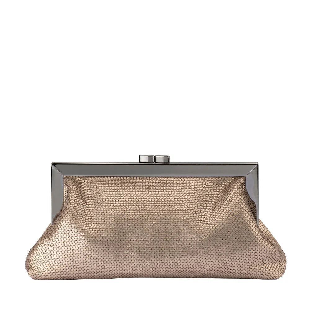 Olga Berg Zephyr Sequin Clutch - Pewter