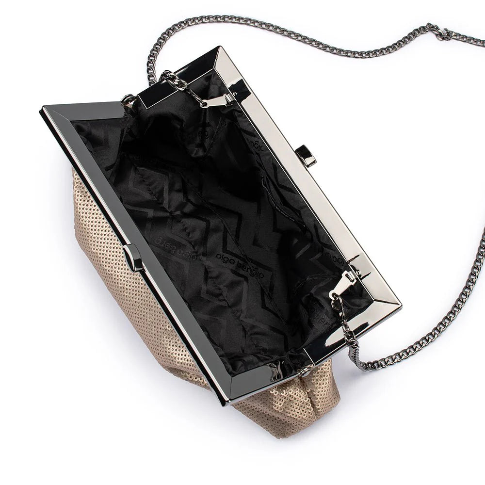 Olga Berg Zephyr Sequin Clutch - Pewter