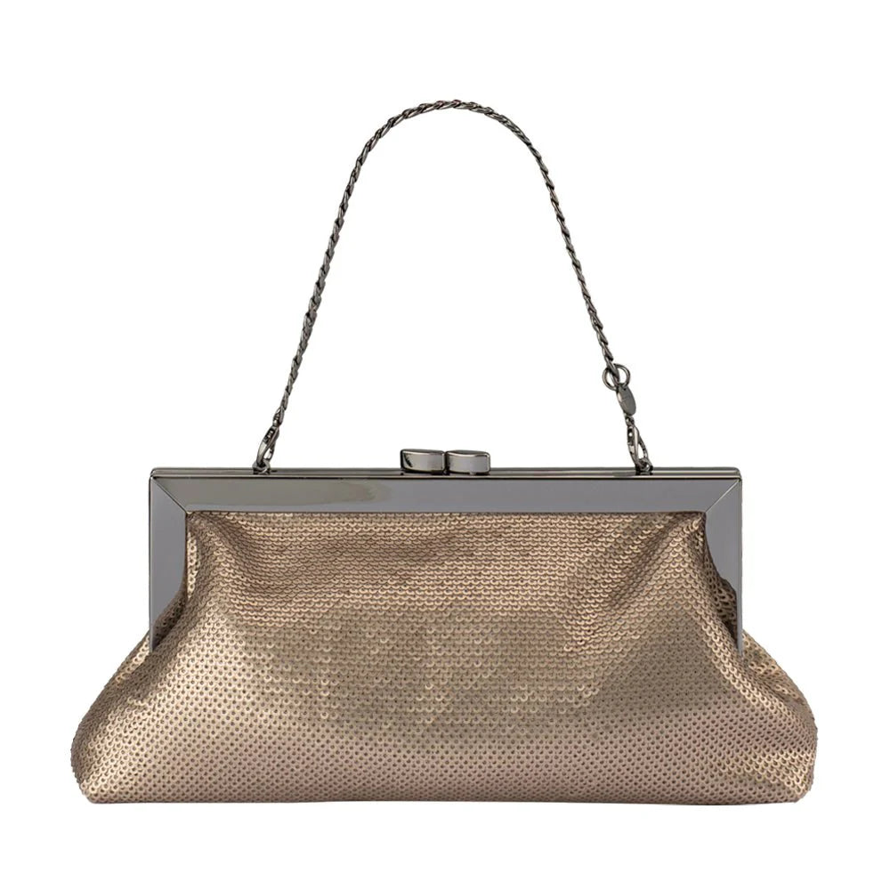Olga Berg Zephyr Sequin Clutch - Pewter